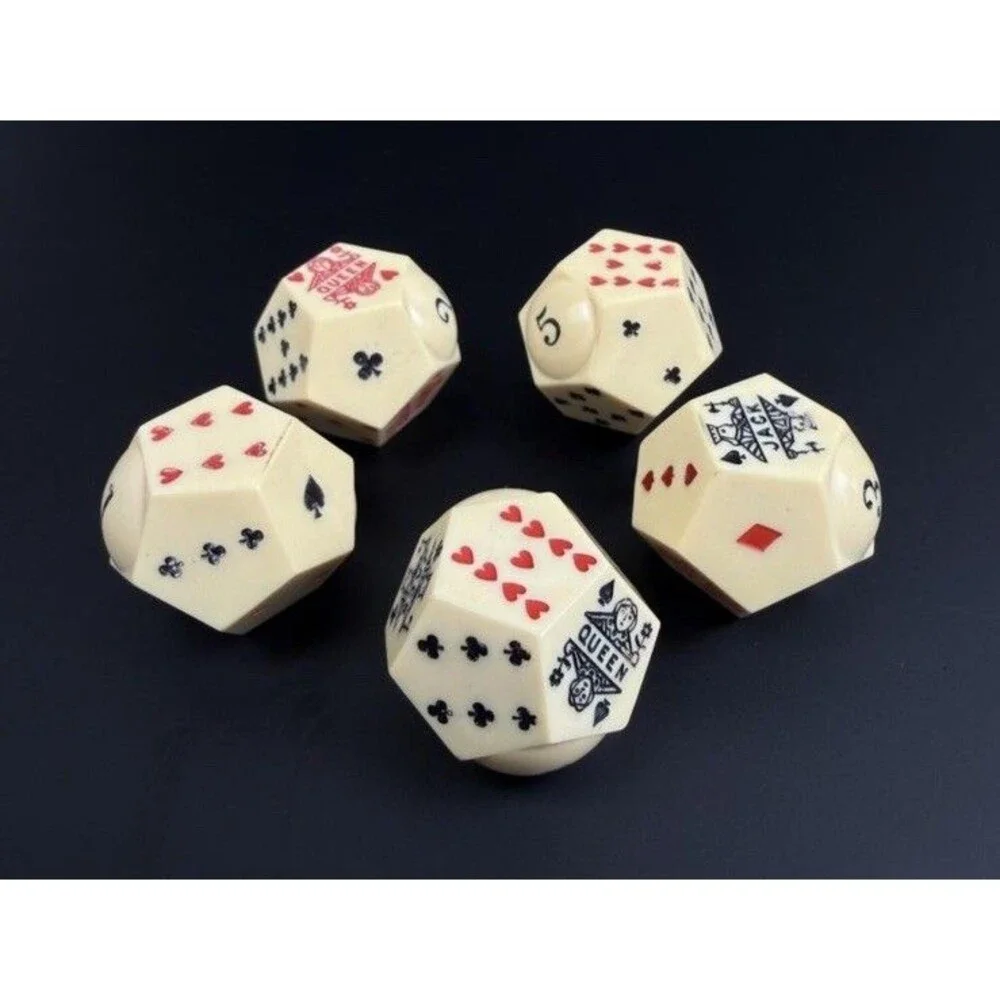 Rare California Montana Poker Dice Complete Set of 5 Antique Gambling Dice